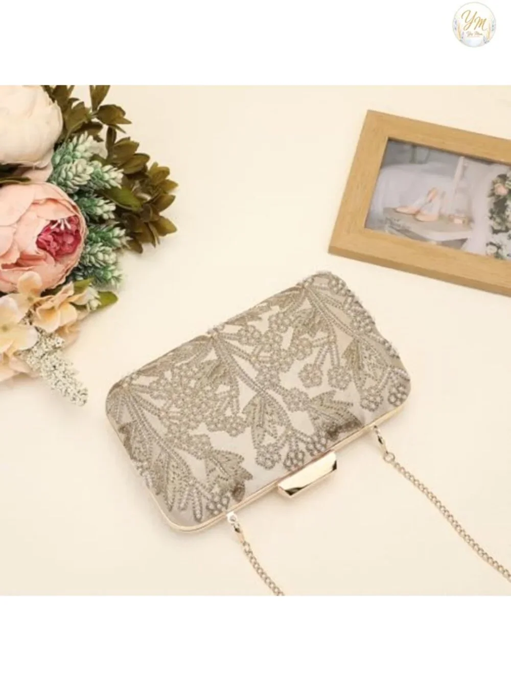 1920s Vintage Beaded Floral Evening Bag Clutch Sequin Handbag Wedding Prom